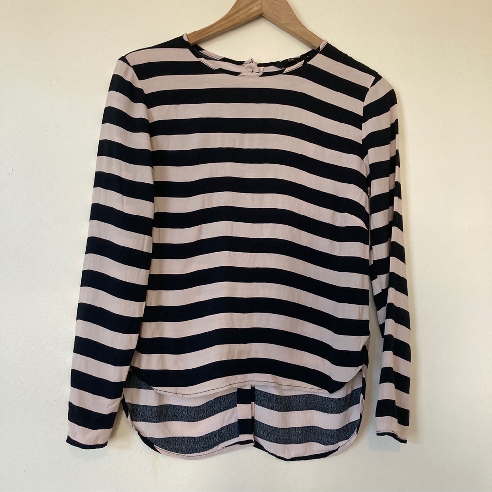 H&M - Blush & Black Stripe Button Up Back Top - 2